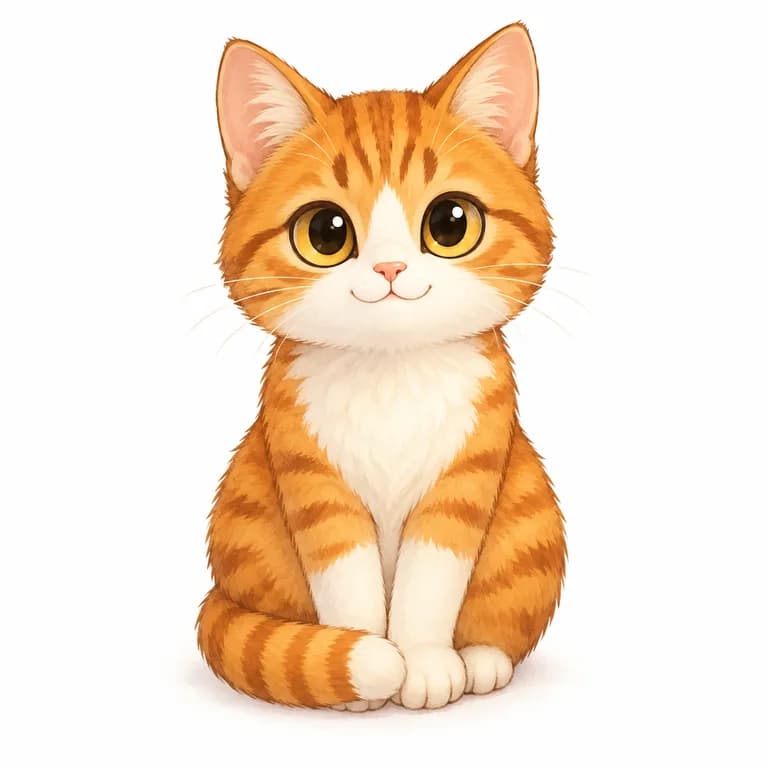 Orange & white cat illustration (Sunset Glow)
