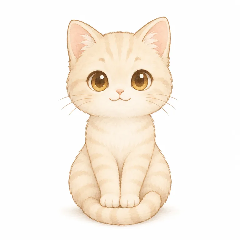 Cream cat illustration (Morning Mist)