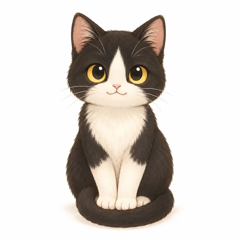 Tuxedo cat illustration (Summer Shower)