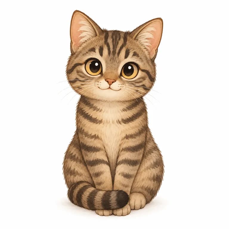 Brown tabby cat illustration (Autumn Wind)