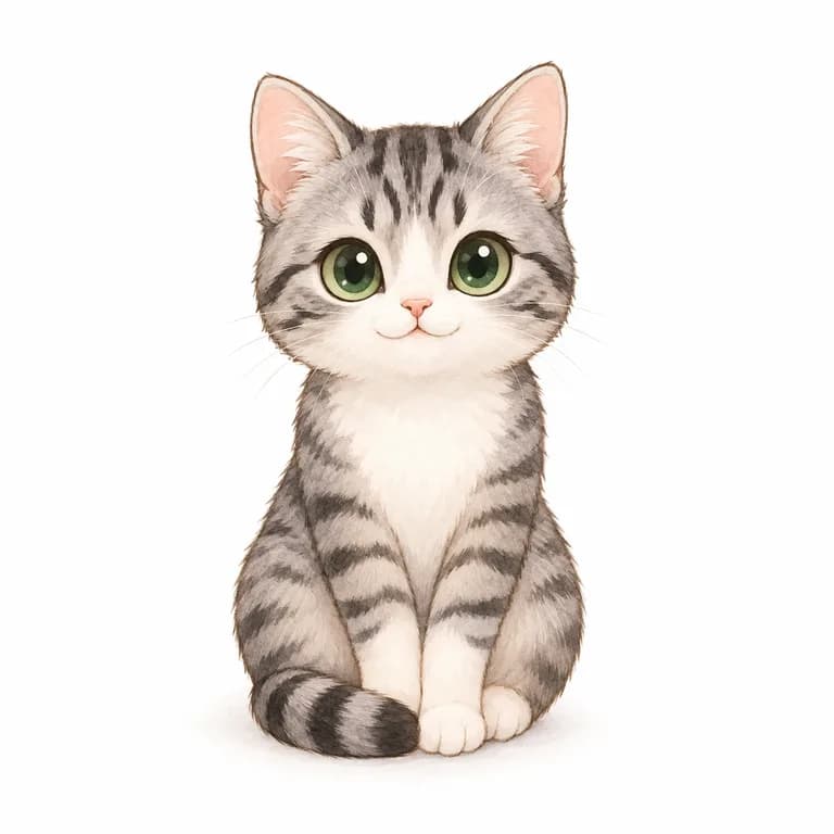 Silver & white cat illustration (Calm Sea)