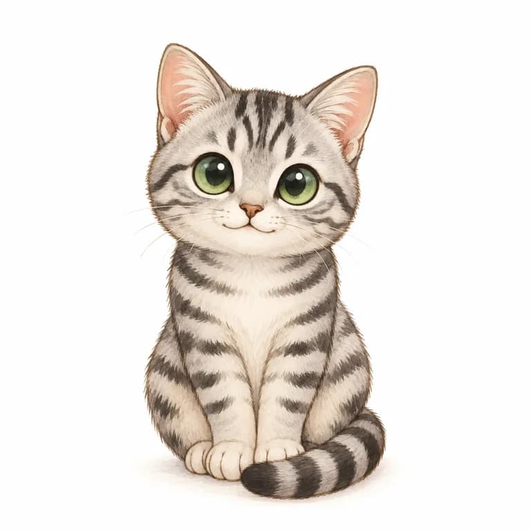 Silver tabby cat illustration (Whirlwind)