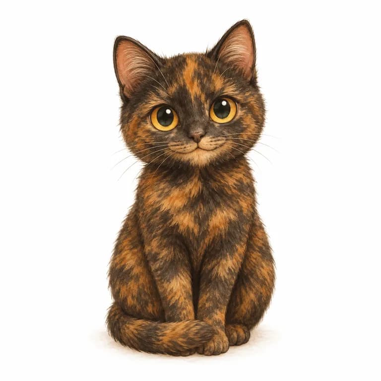 Tortie cat illustration (Shooting Star)