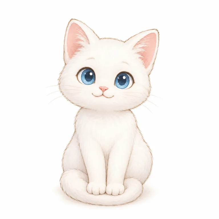 White cat illustration (Full Moon)