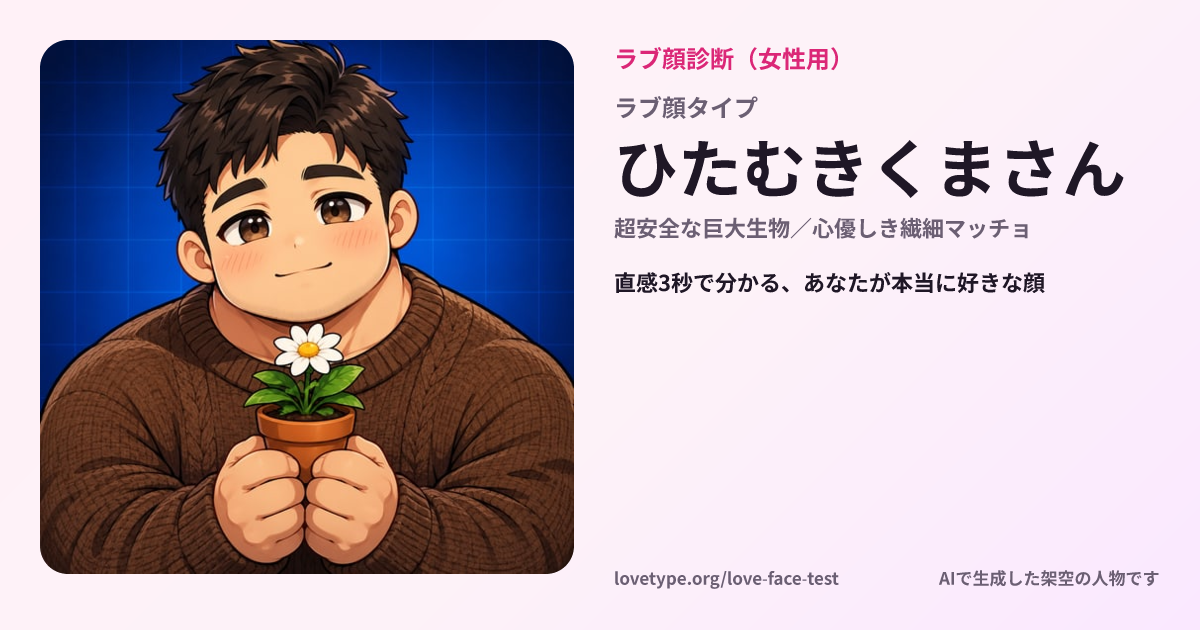ラブ顔診断の結果カード（ひたむきくまさん）