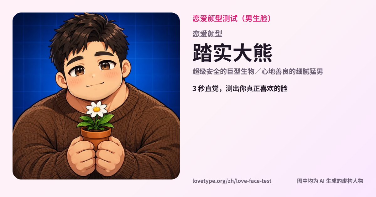 恋爱颜型测试结果卡片（踏实大熊）