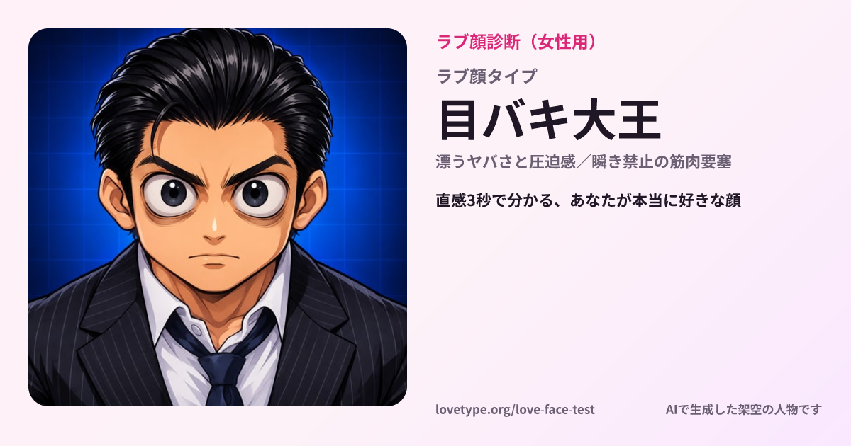 ラブ顔診断の結果カード（目バキ大王）