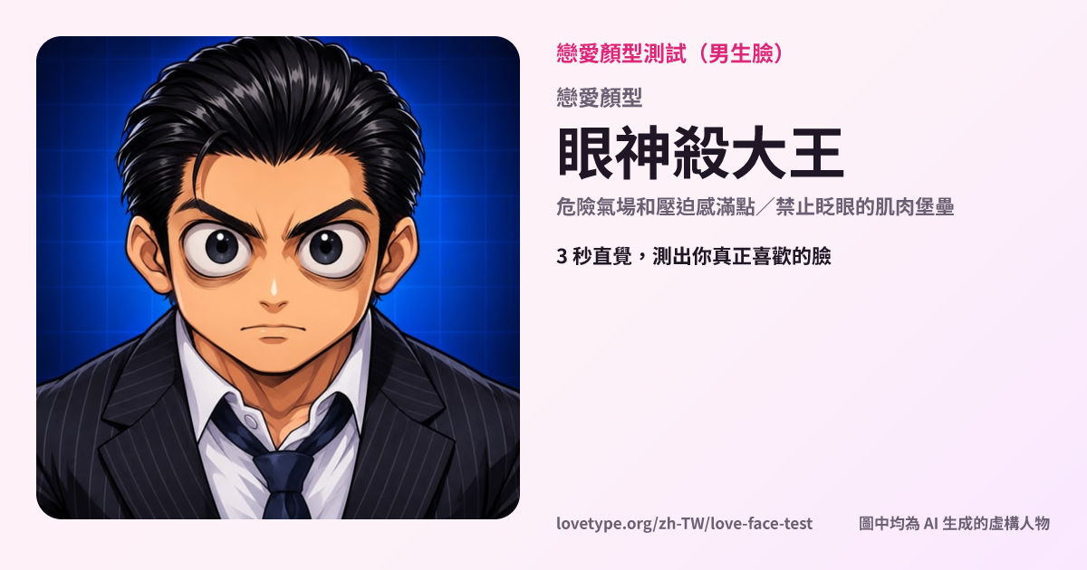 戀愛顏型測試結果卡片（眼神殺大王）