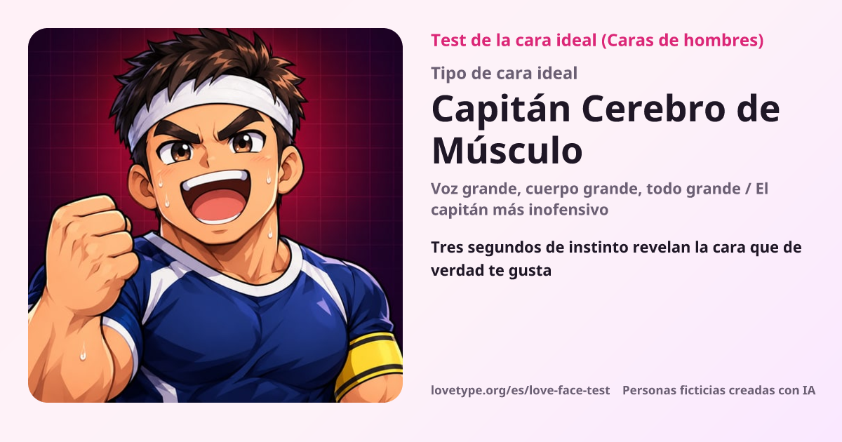 Tarjeta de resultado del test de la cara ideal (Capitán Cerebro de Músculo)