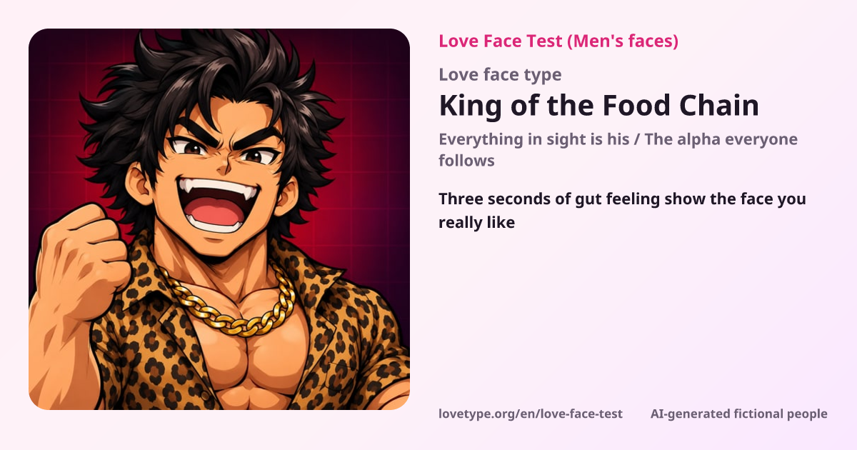 Love Face Test result card (King of the Food Chain)