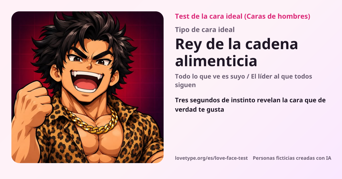 Tarjeta de resultado del test de la cara ideal (Rey de la cadena alimenticia)