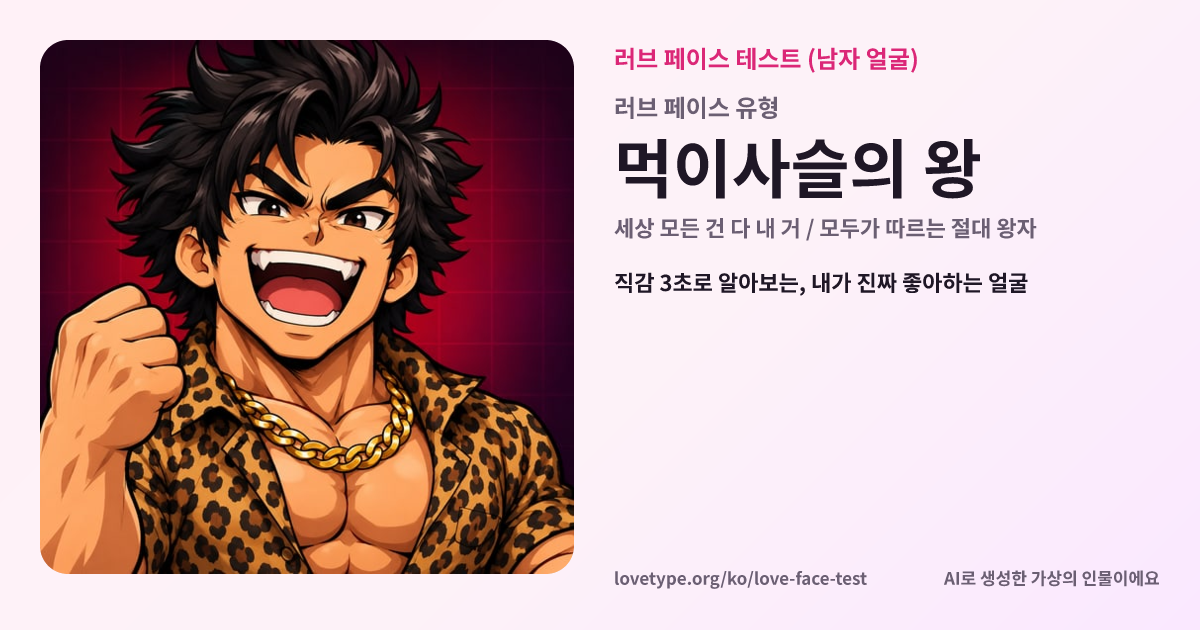 러브 페이스 테스트 결과 카드 (먹이사슬의 왕)