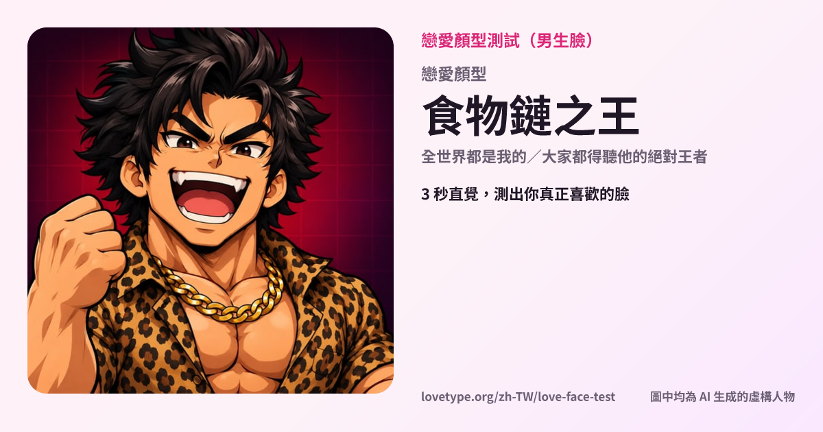 戀愛顏型測試結果卡片（食物鏈之王）