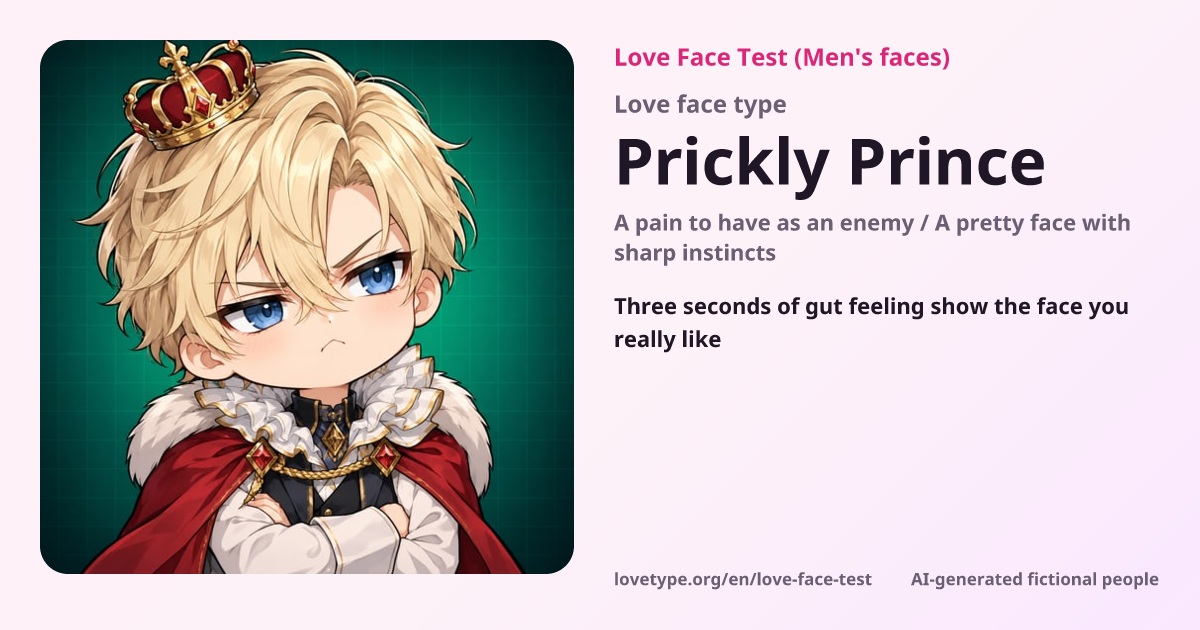 Love Face Test result card (Prickly Prince)