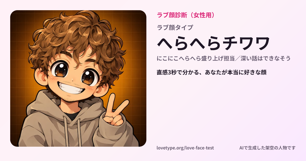 ラブ顔診断の結果カード（へらへらチワワ）