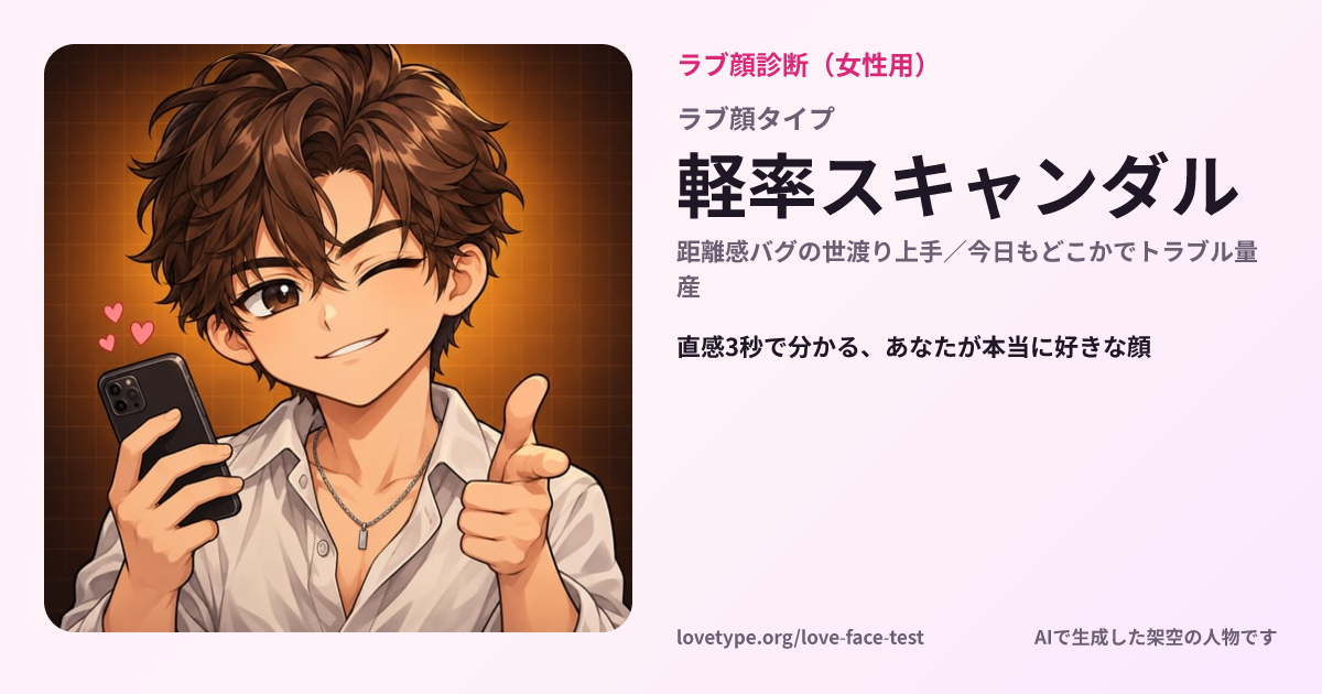 ラブ顔診断の結果カード（軽率スキャンダル）