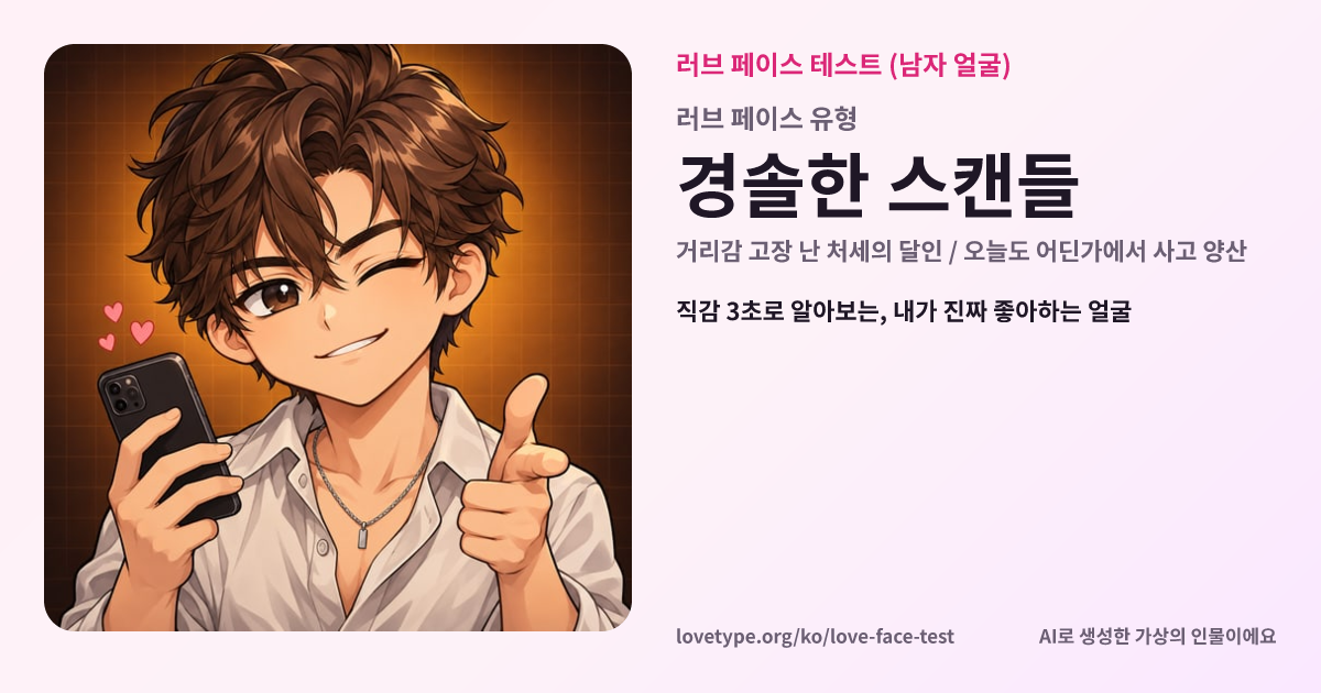 러브 페이스 테스트 결과 카드 (경솔한 스캔들)