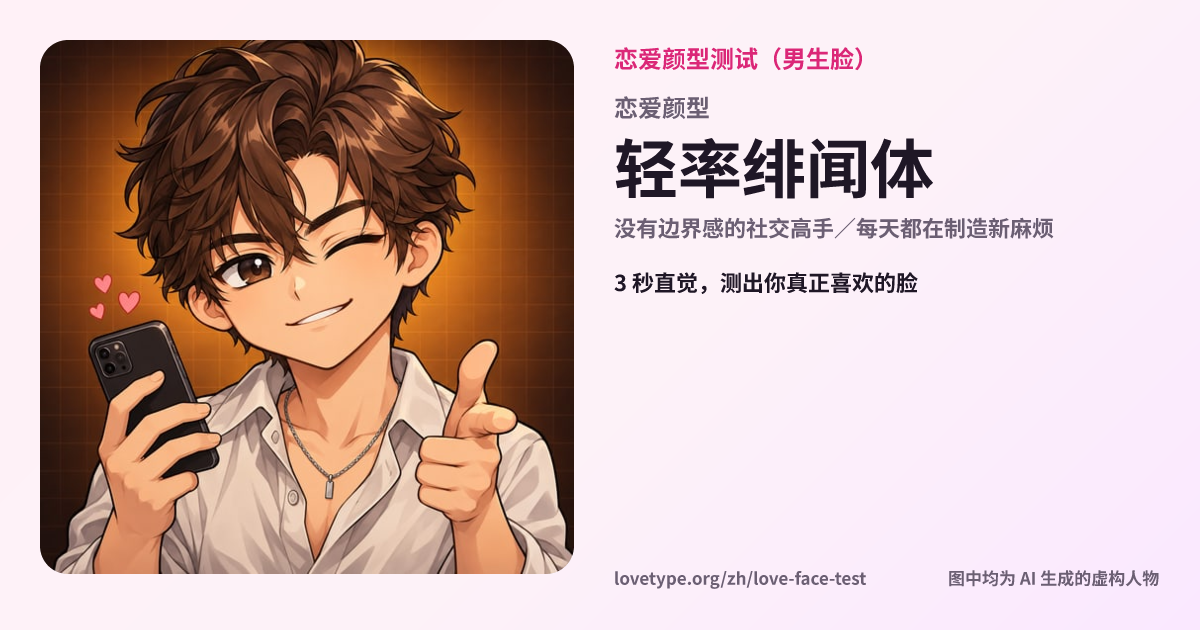 恋爱颜型测试结果卡片（轻率绯闻体）