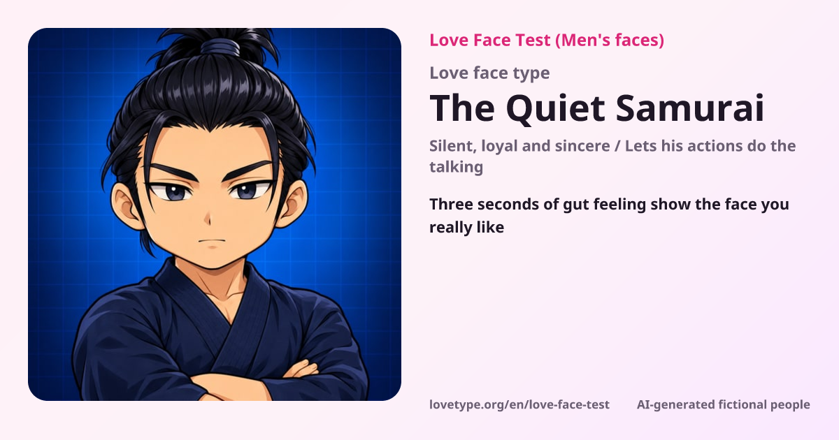 Love Face Test result card (The Quiet Samurai)