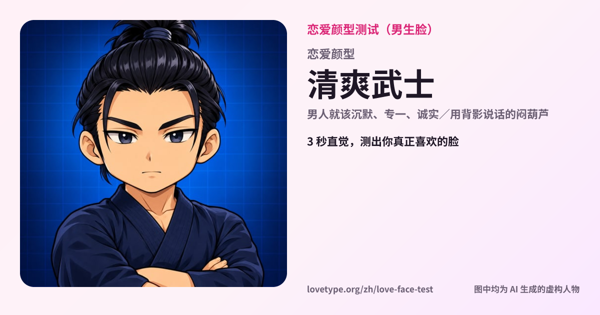 恋爱颜型测试结果卡片（清爽武士）