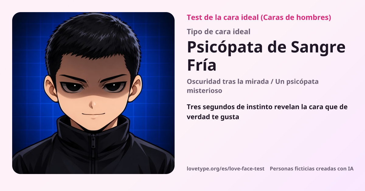 Tarjeta de resultado del test de la cara ideal (Psicópata de Sangre Fría)