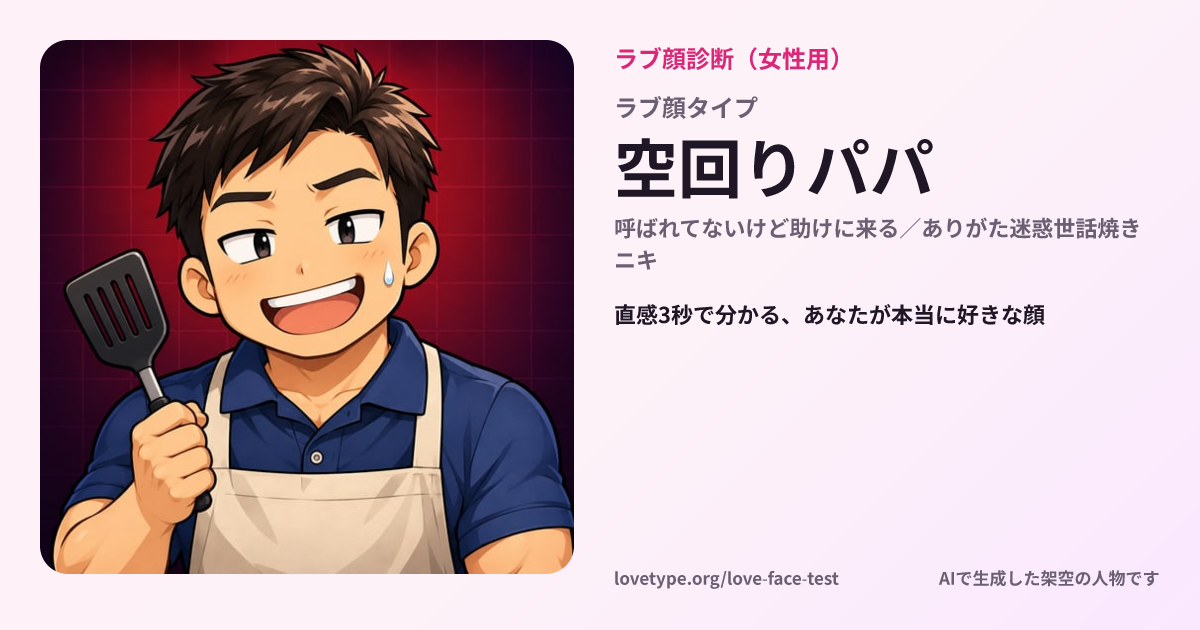 ラブ顔診断の結果カード（空回りパパ）