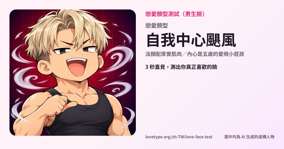 戀愛顏型測試結果卡片（自我中心颶風）