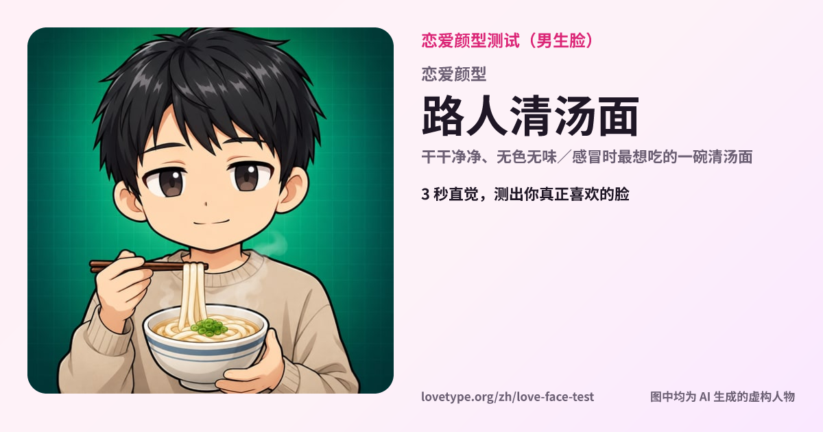 恋爱颜型测试结果卡片（路人清汤面）