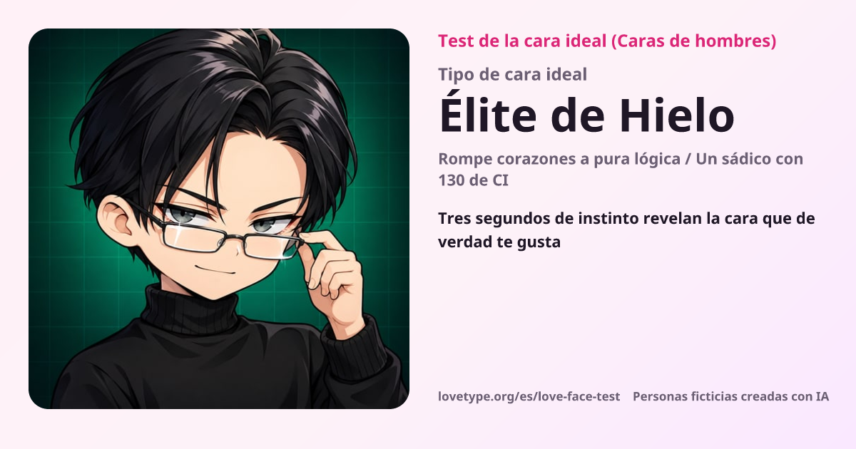 Tarjeta de resultado del test de la cara ideal (Élite de Hielo)