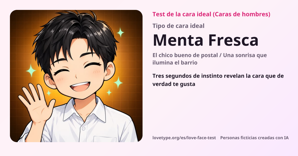 Tarjeta de resultado del test de la cara ideal (Menta Fresca)