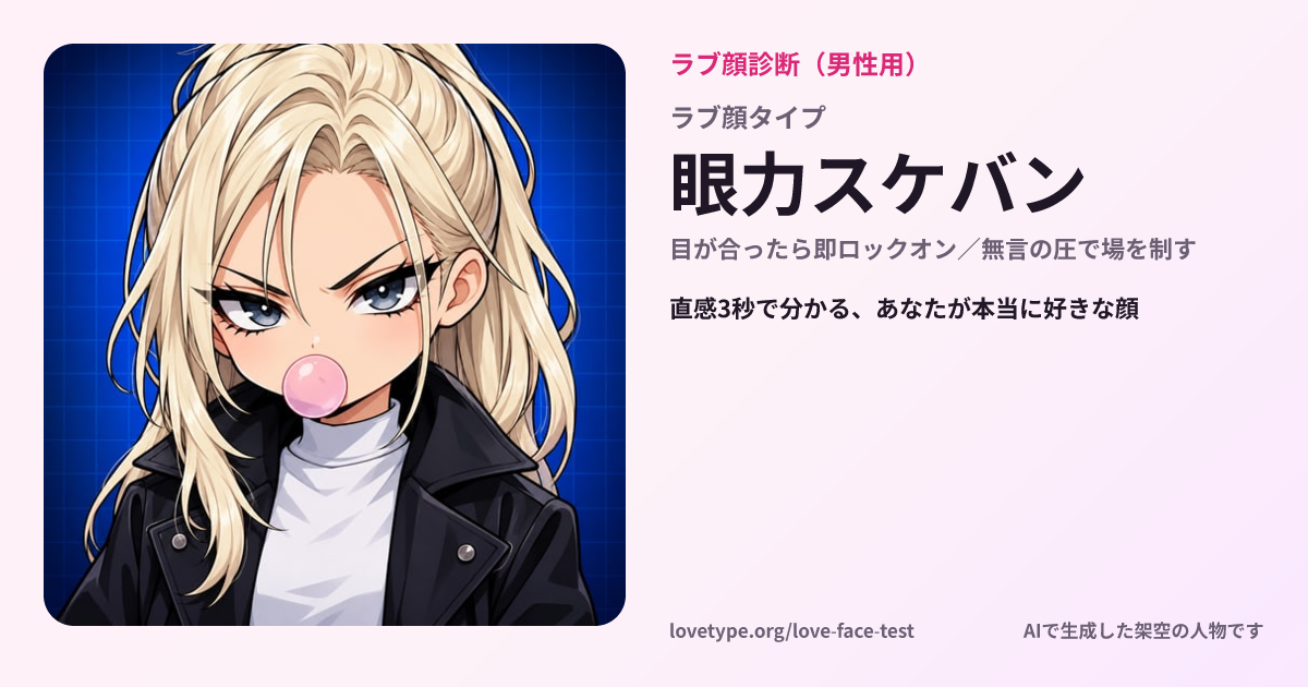 ラブ顔診断の結果カード（眼力スケバン）