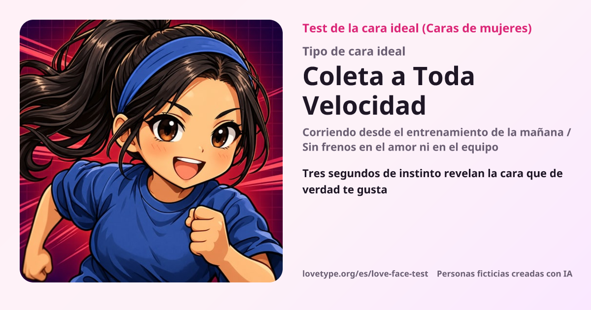 Tarjeta de resultado del test de la cara ideal (Coleta a Toda Velocidad)