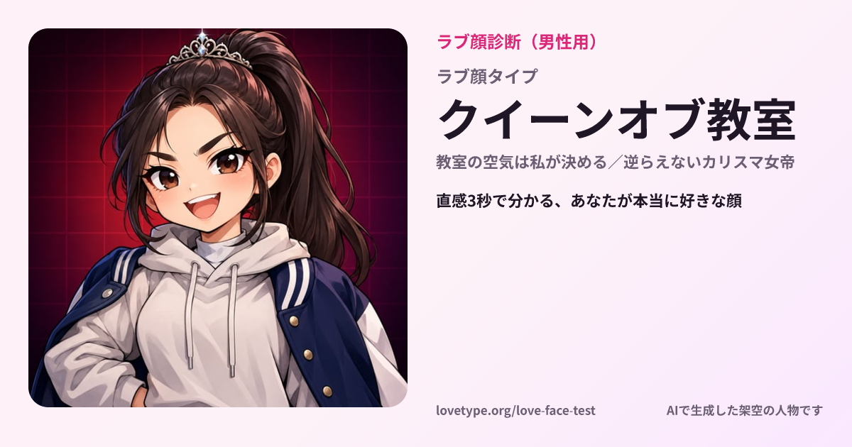ラブ顔診断の結果カード（クイーンオブ教室）
