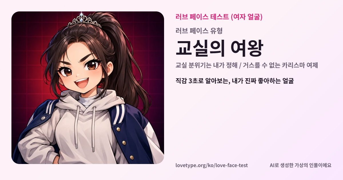러브 페이스 테스트 결과 카드 (교실의 여왕)