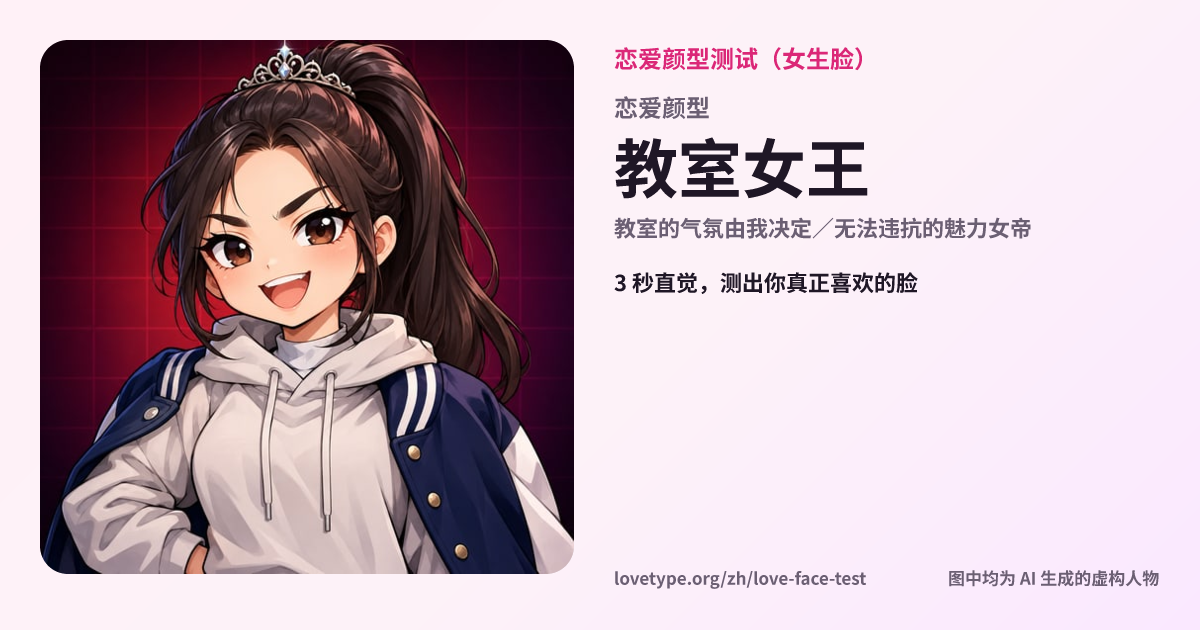 恋爱颜型测试结果卡片（教室女王）