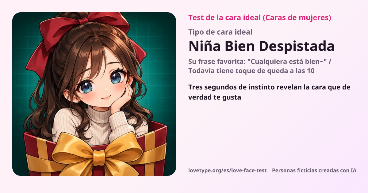 Tarjeta de resultado del test de la cara ideal (Niña Bien Despistada)