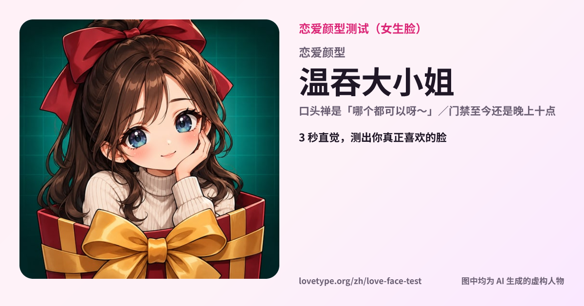 恋爱颜型测试结果卡片（温吞大小姐）