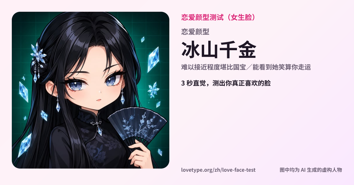 恋爱颜型测试结果卡片（冰山千金）