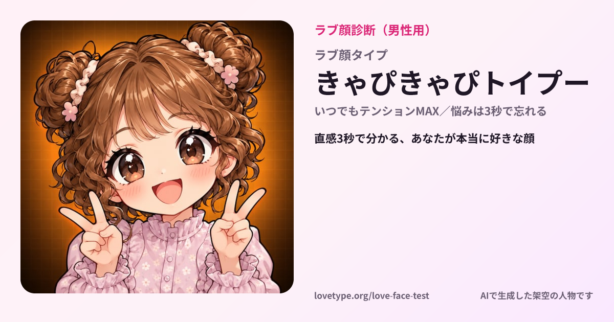 ラブ顔診断の結果カード（きゃぴきゃぴトイプー）