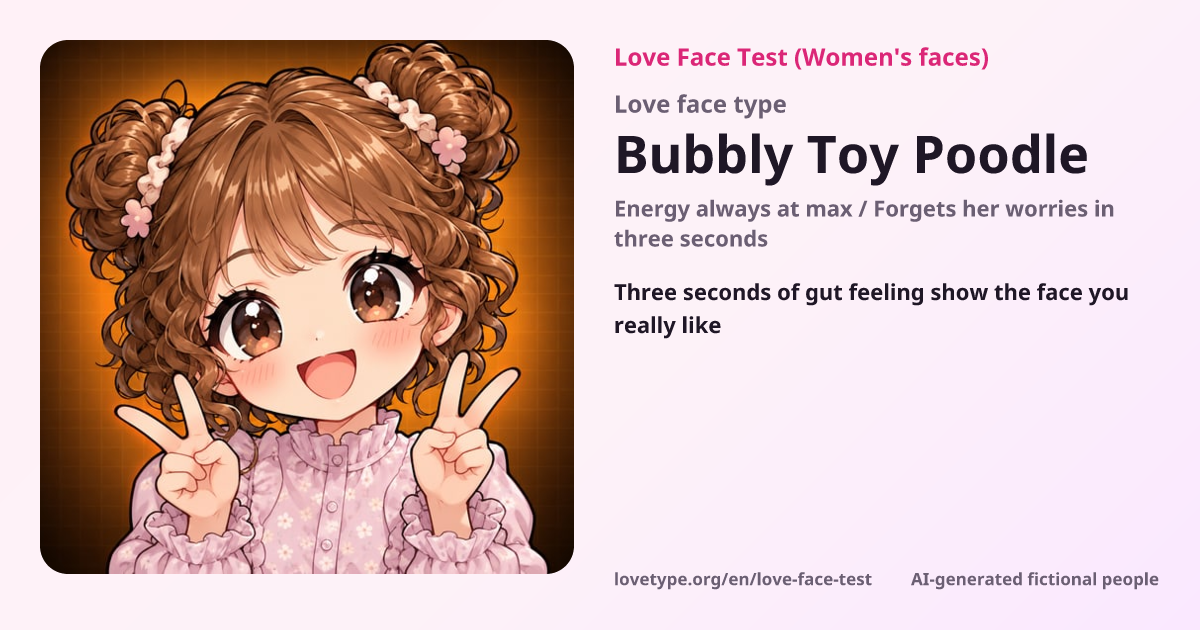 Love Face Test result card (Bubbly Toy Poodle)