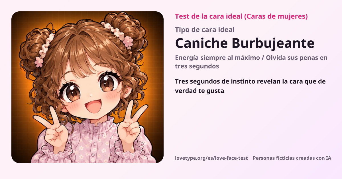 Tarjeta de resultado del test de la cara ideal (Caniche Burbujeante)