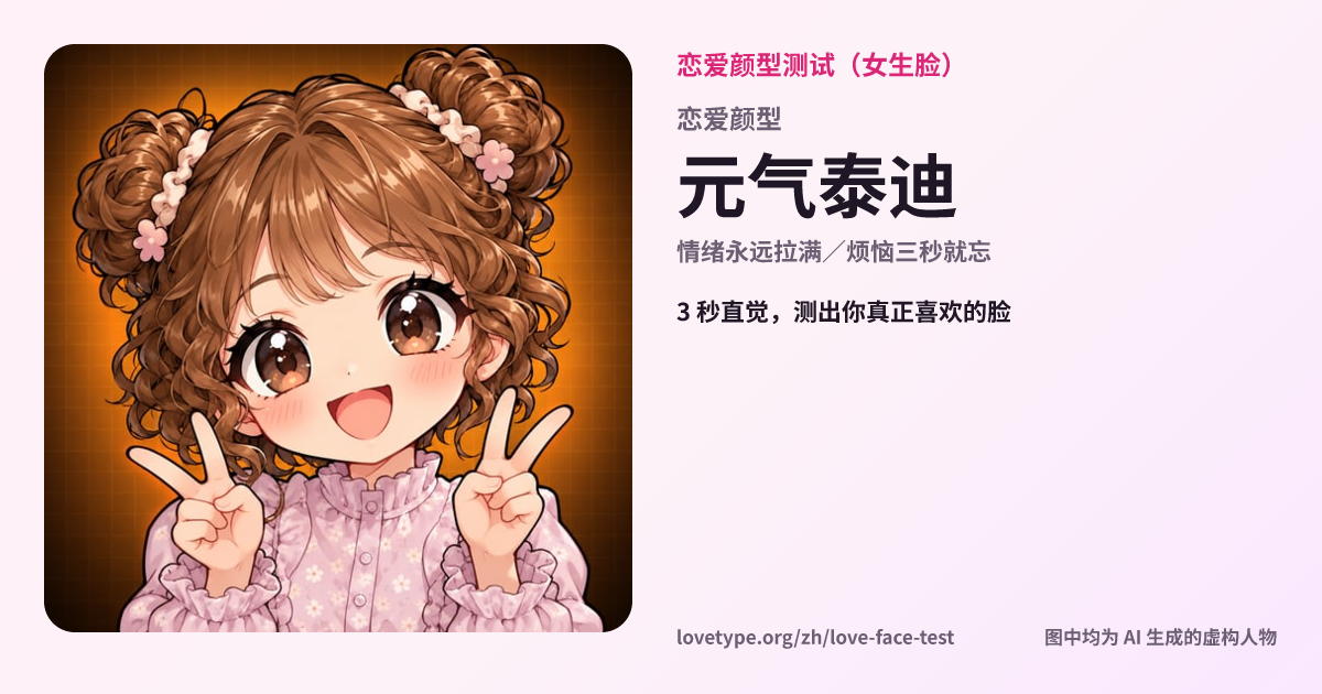 恋爱颜型测试结果卡片（元气泰迪）