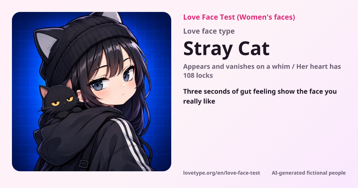 Love Face Test result card (Stray Cat)