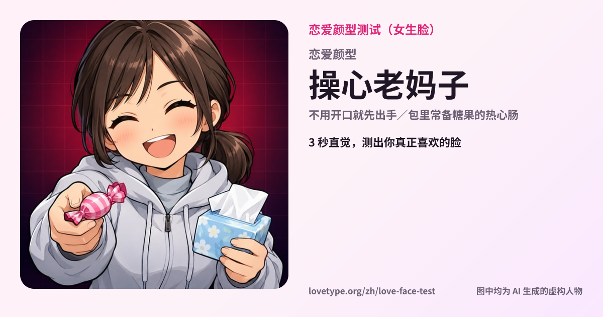 恋爱颜型测试结果卡片（操心老妈子）