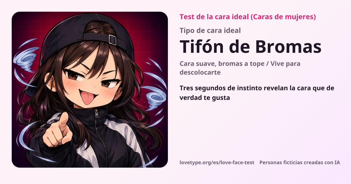 Tarjeta de resultado del test de la cara ideal (Tifón de Bromas)