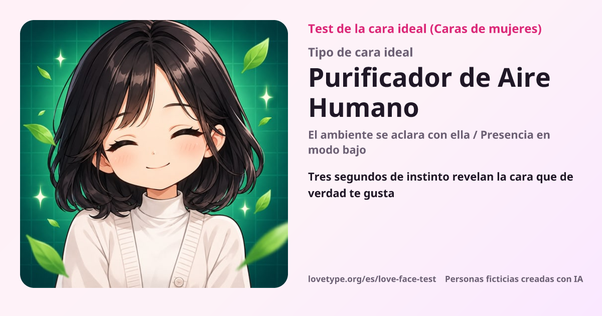 Tarjeta de resultado del test de la cara ideal (Purificador de Aire Humano)