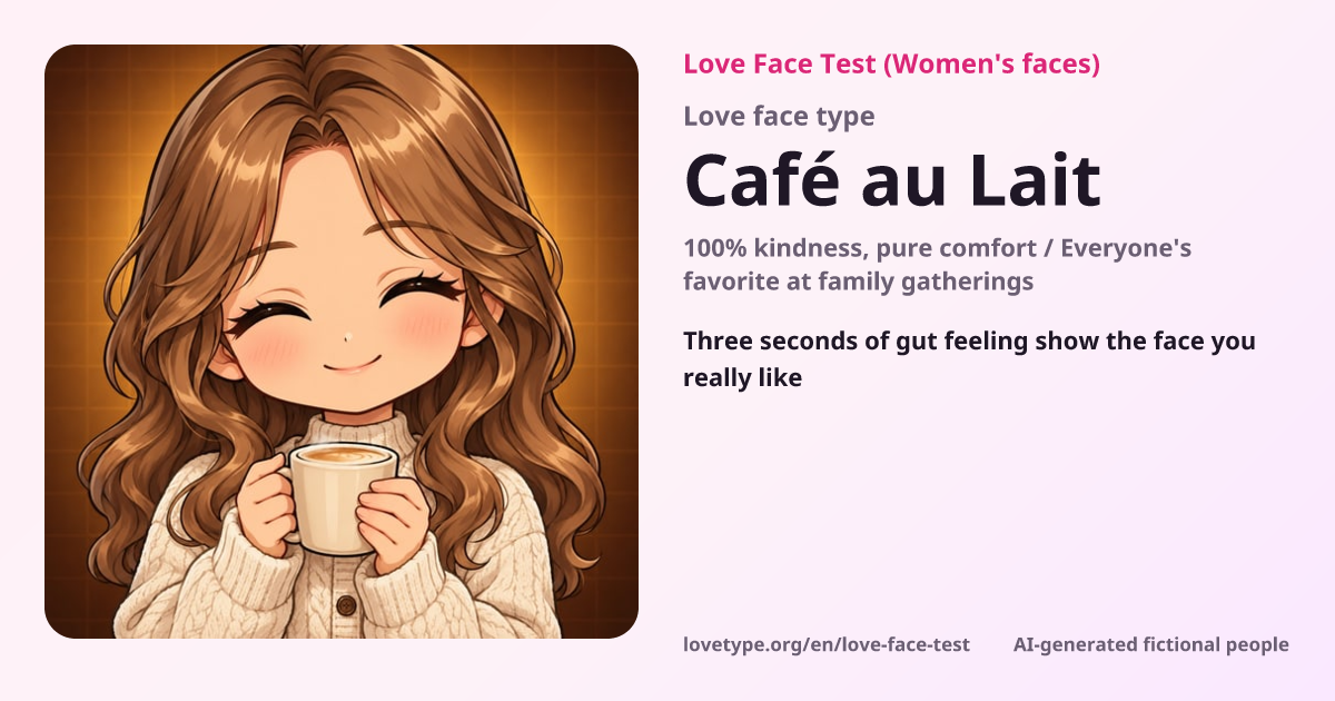 Love Face Test result card (Café au Lait)