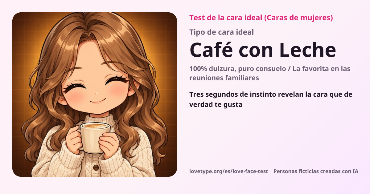 Tarjeta de resultado del test de la cara ideal (Café con Leche)