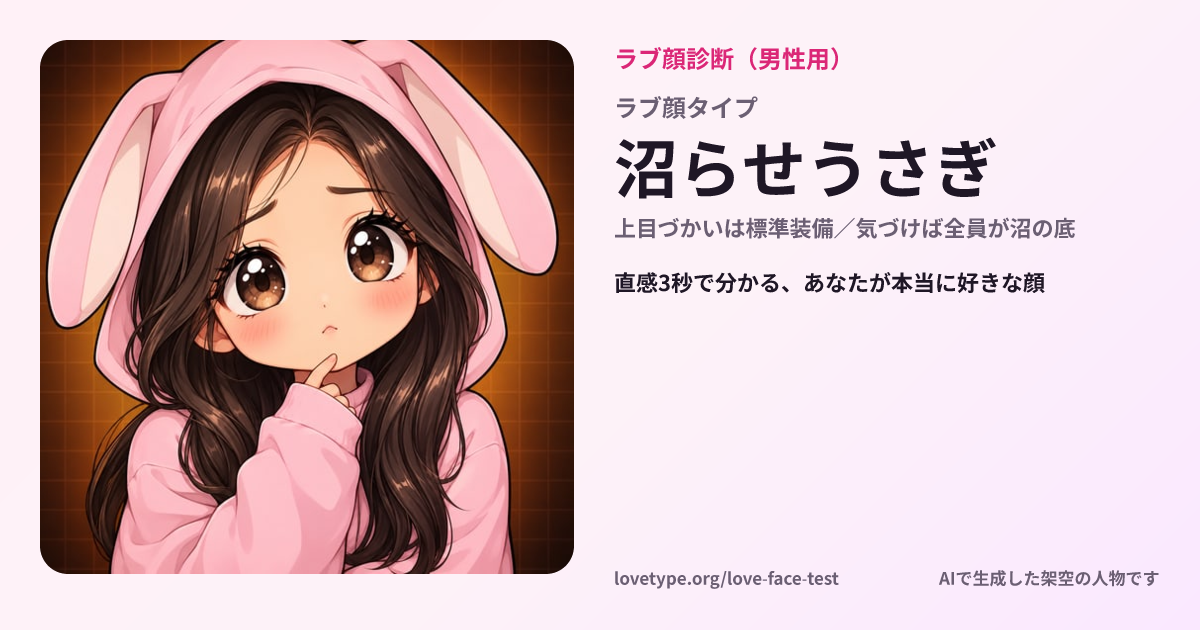 ラブ顔診断の結果カード（沼らせうさぎ）