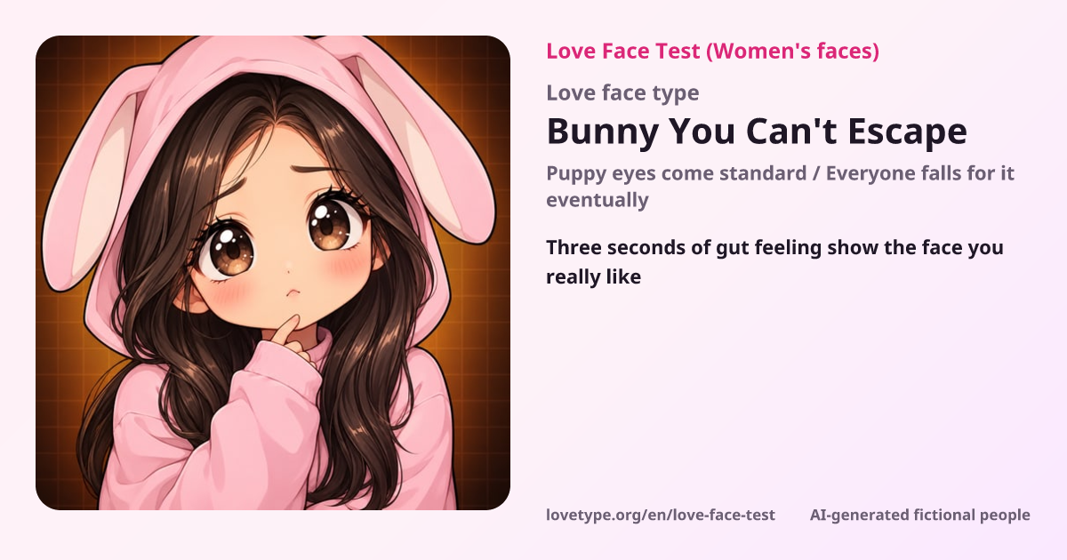 Love Face Test result card (Bunny You Can't Escape)